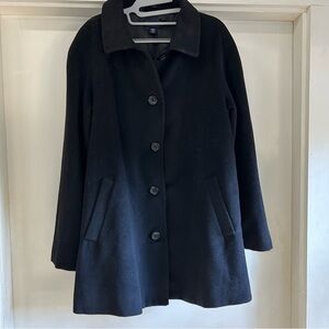 Lands' End‎ Black Wool Angora Blend Coat Women’s 16W Classic A-Line
